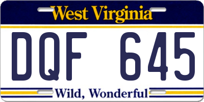 WV license plate DQF645