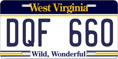 WV license plate DQF660