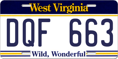WV license plate DQF663