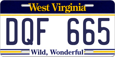 WV license plate DQF665