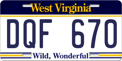 WV license plate DQF670
