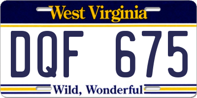 WV license plate DQF675