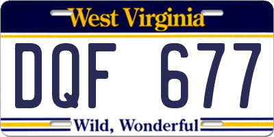 WV license plate DQF677