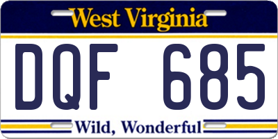 WV license plate DQF685