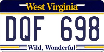 WV license plate DQF698