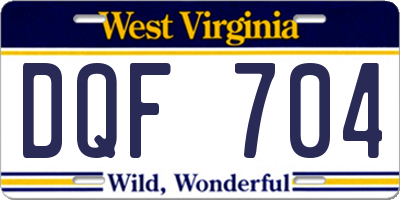 WV license plate DQF704