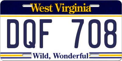 WV license plate DQF708
