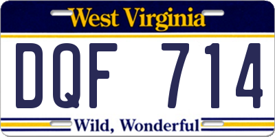 WV license plate DQF714