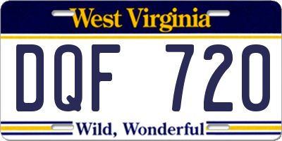WV license plate DQF720
