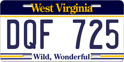 WV license plate DQF725