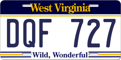 WV license plate DQF727