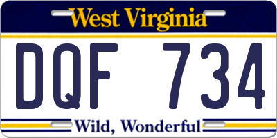 WV license plate DQF734
