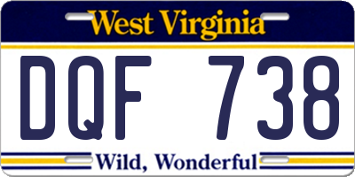 WV license plate DQF738