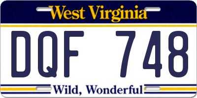 WV license plate DQF748