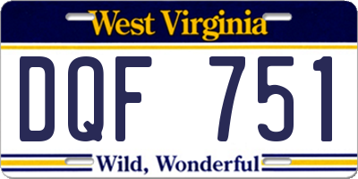 WV license plate DQF751