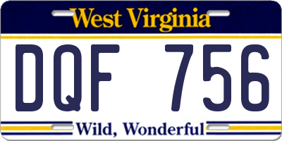 WV license plate DQF756