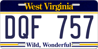 WV license plate DQF757
