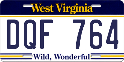 WV license plate DQF764