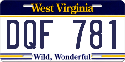 WV license plate DQF781