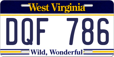 WV license plate DQF786