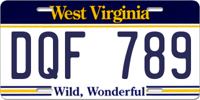 WV license plate DQF789