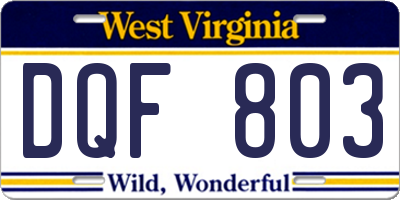 WV license plate DQF803