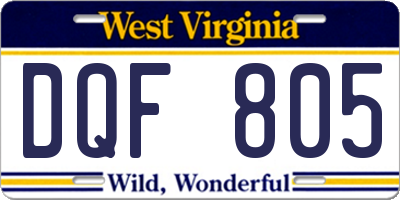 WV license plate DQF805