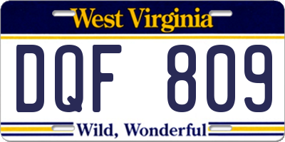 WV license plate DQF809