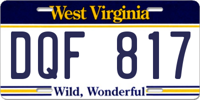 WV license plate DQF817