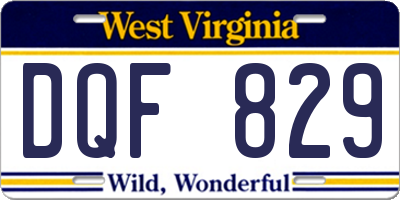 WV license plate DQF829