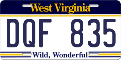 WV license plate DQF835