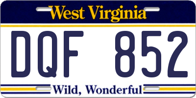 WV license plate DQF852