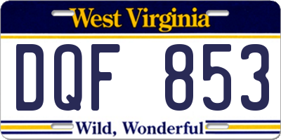 WV license plate DQF853