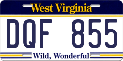 WV license plate DQF855