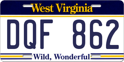 WV license plate DQF862