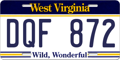 WV license plate DQF872