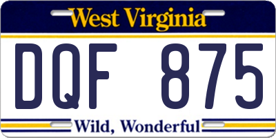 WV license plate DQF875