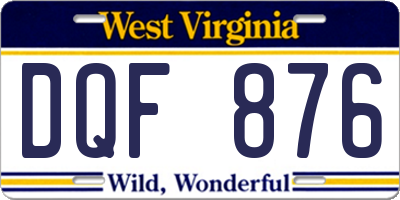 WV license plate DQF876