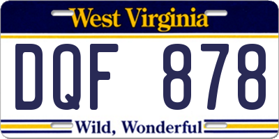 WV license plate DQF878