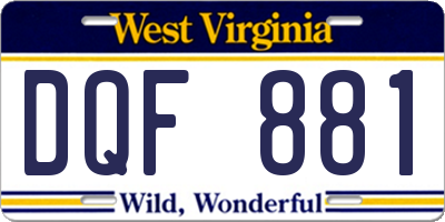 WV license plate DQF881