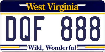 WV license plate DQF888