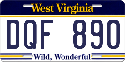 WV license plate DQF890