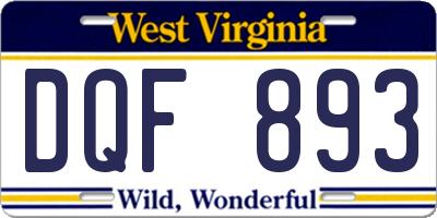 WV license plate DQF893
