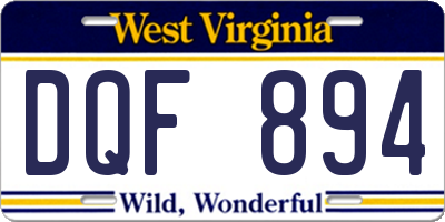 WV license plate DQF894
