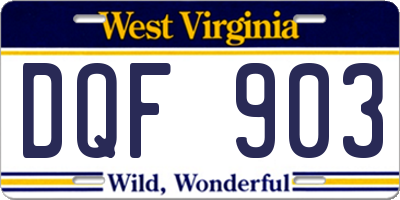 WV license plate DQF903