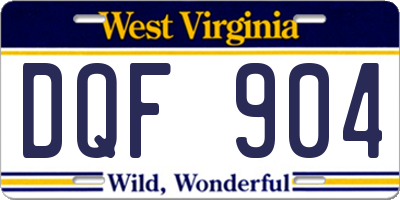 WV license plate DQF904