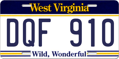 WV license plate DQF910