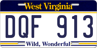 WV license plate DQF913