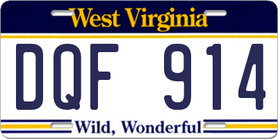 WV license plate DQF914