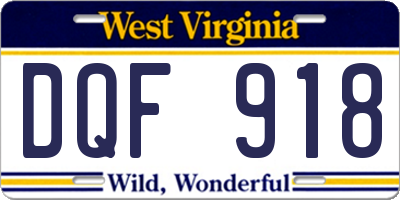 WV license plate DQF918